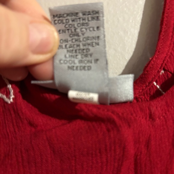 Catherines Red with White Floral Embroidery V-Neck Blouse - Picture 6 of 10